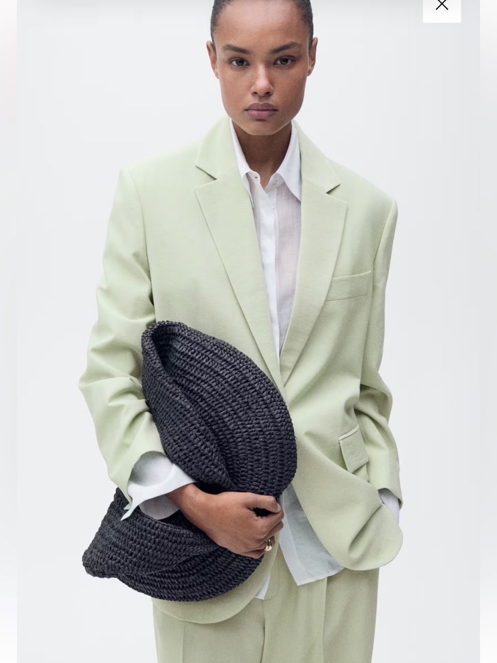 Mango Americana Line Mint Green Straight Fit Single Button Blazer NWT Sz Medium